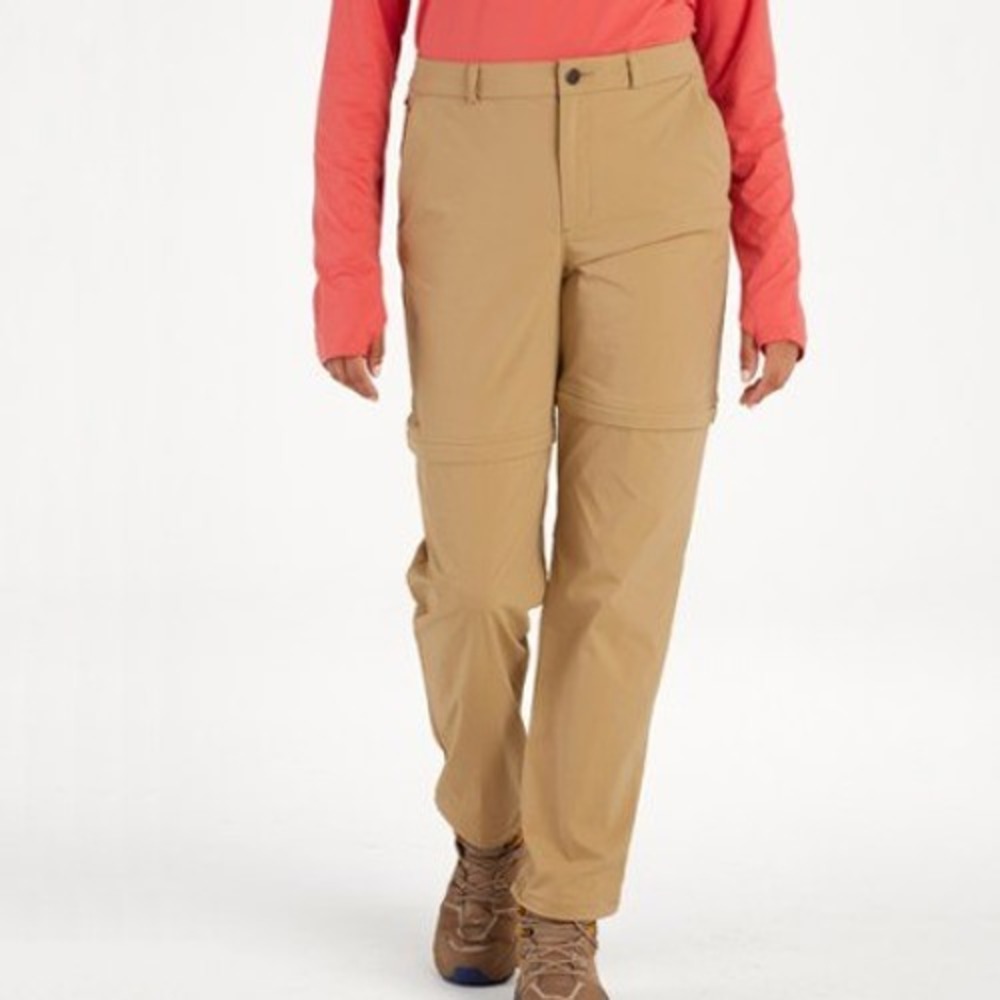 REI Pants Womens 14 Petite Convertible Hiking Pant Khaki Tan Zip Off Cargo